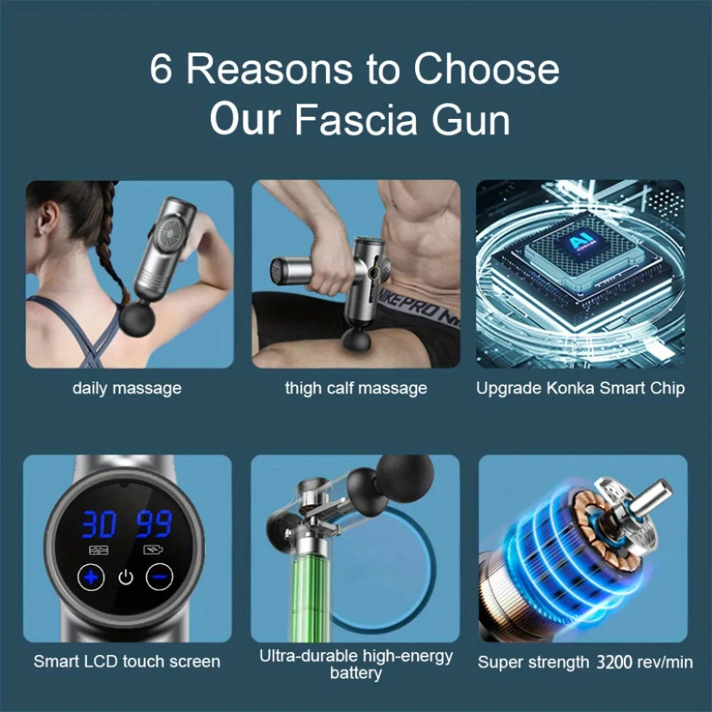 Pistola de Masaje Muscular | Percutor para Contracturas, Cervicales y Recuperación — 99 Velocidades