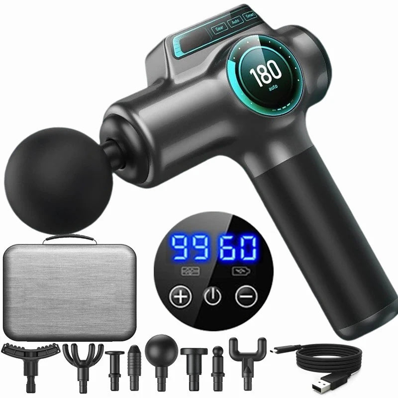 Pistola de Masaje Muscular | Percutor para Contracturas, Cervicales y Recuperación — 99 Velocidades