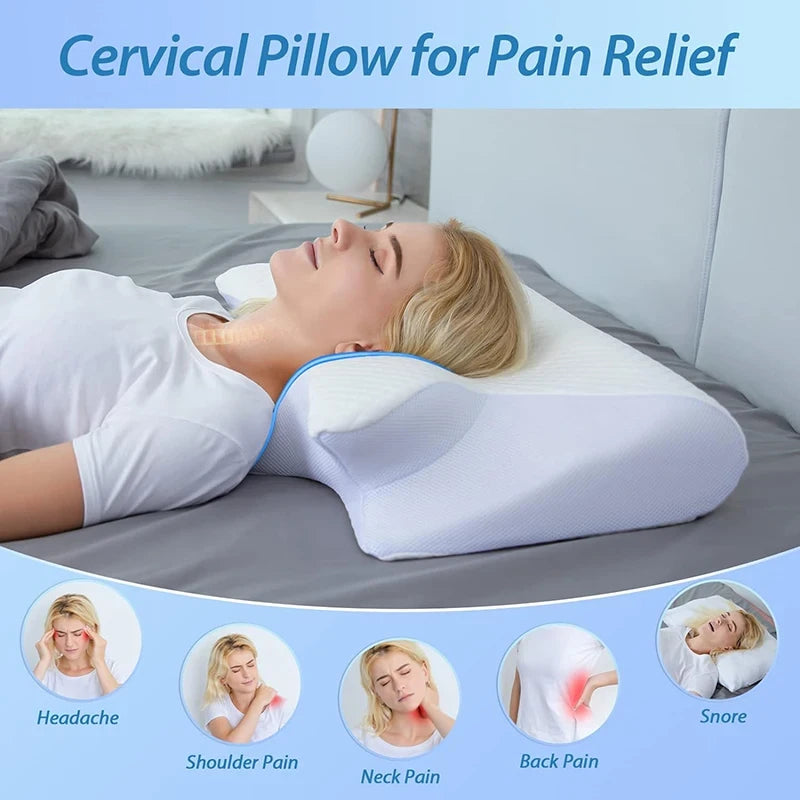 Almohada Cervical Viscoelástica Ergonómica | Alivio Dolor de Cuello y Cervicales al Dormir