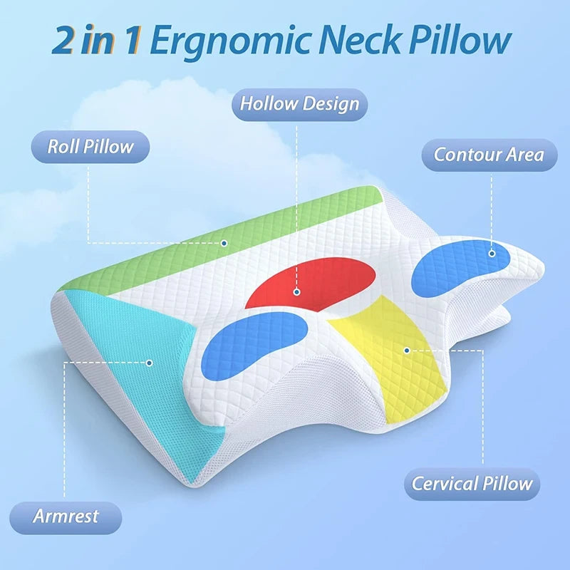 Almohada Cervical Viscoelástica Ergonómica | Alivio Dolor de Cuello y Cervicales al Dormir